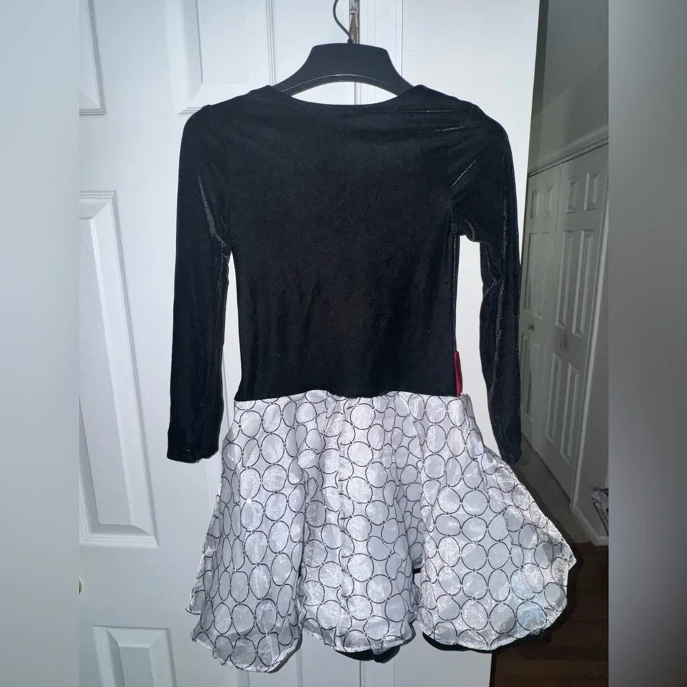 Bonnie Jean Black and White Dance Costume with Red Accent